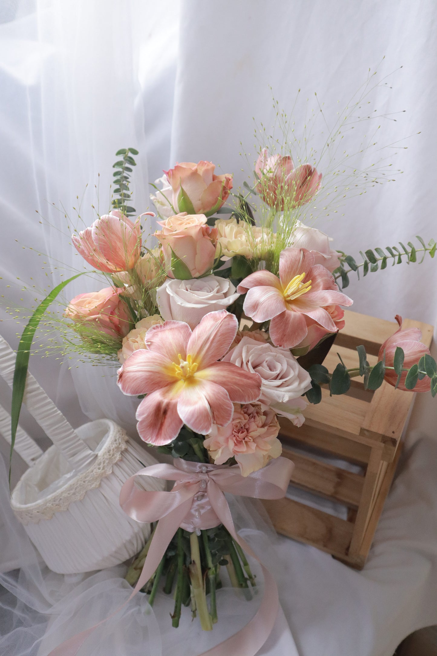 Featherington Brown Dyed Tulip Mixed Flower Bridal Bouquet