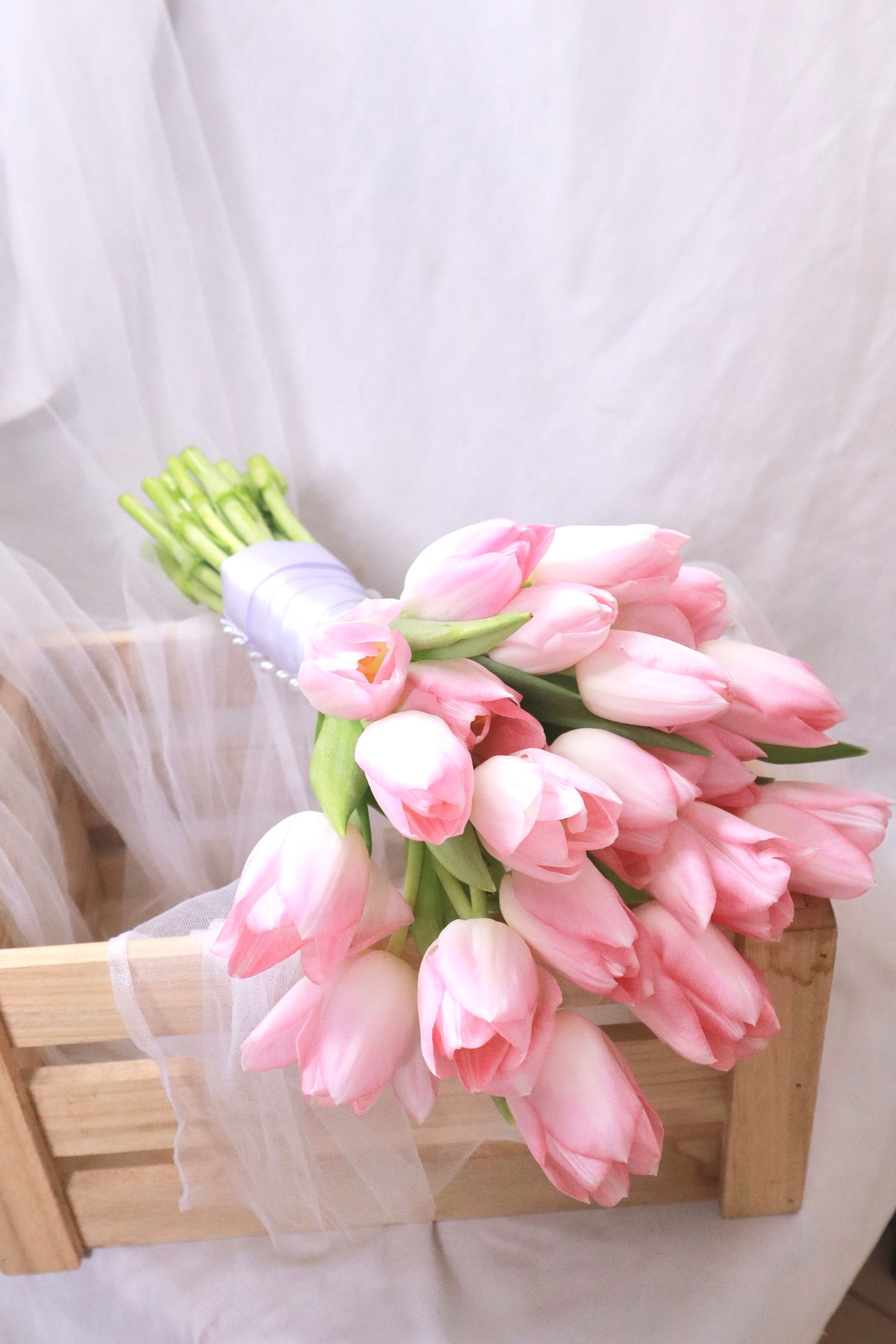 Classic All-Pink Tulip Bridal Bouquet