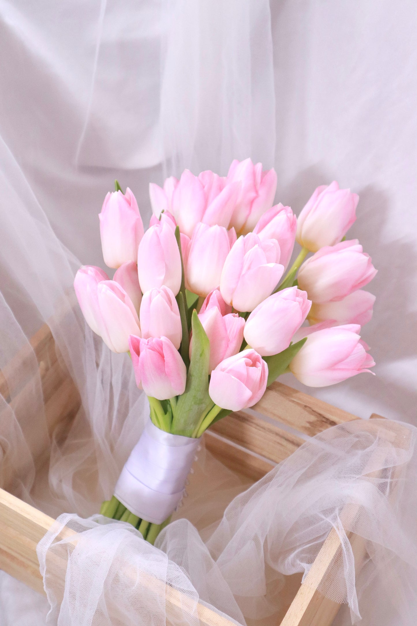 Classic All-Pink Tulip Bridal Bouquet