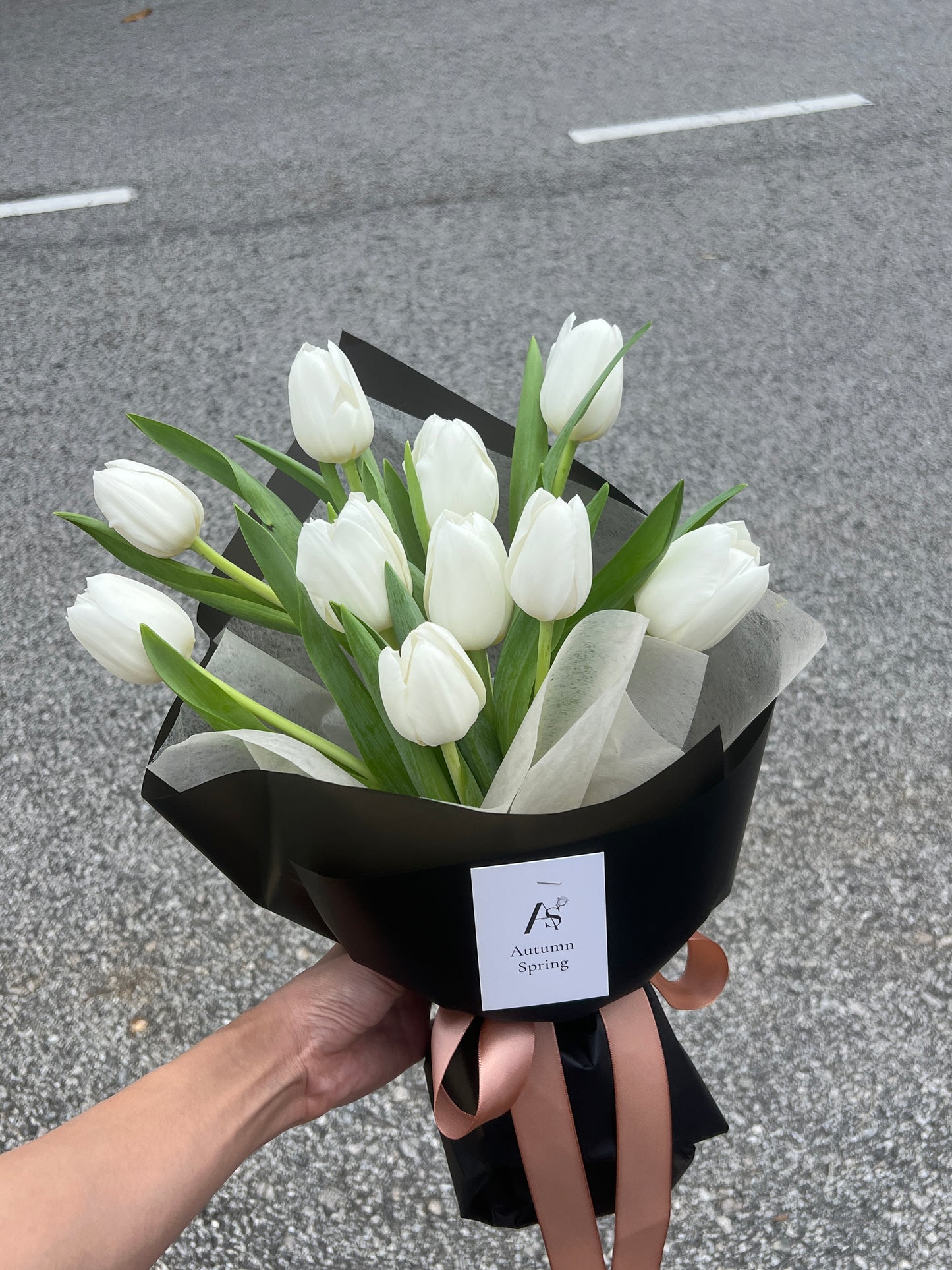 Lovey-Dovey White Tulip Bouquet