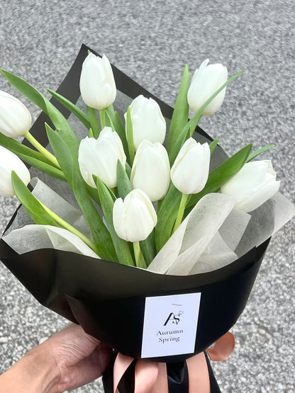 Lovey-Dovey White Tulip Bouquet