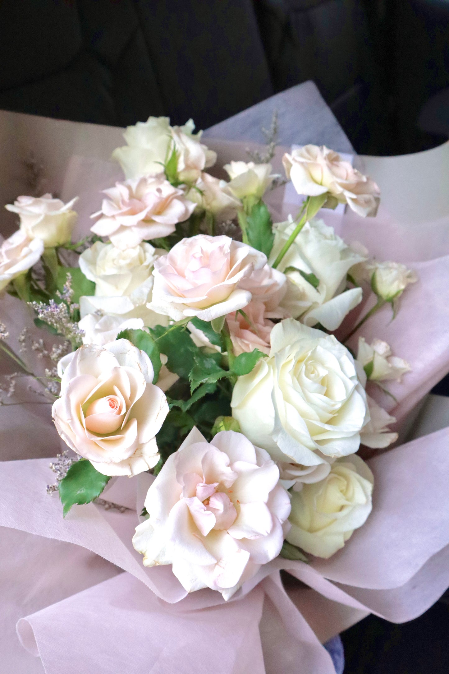 December White Pink Rose Bouquet