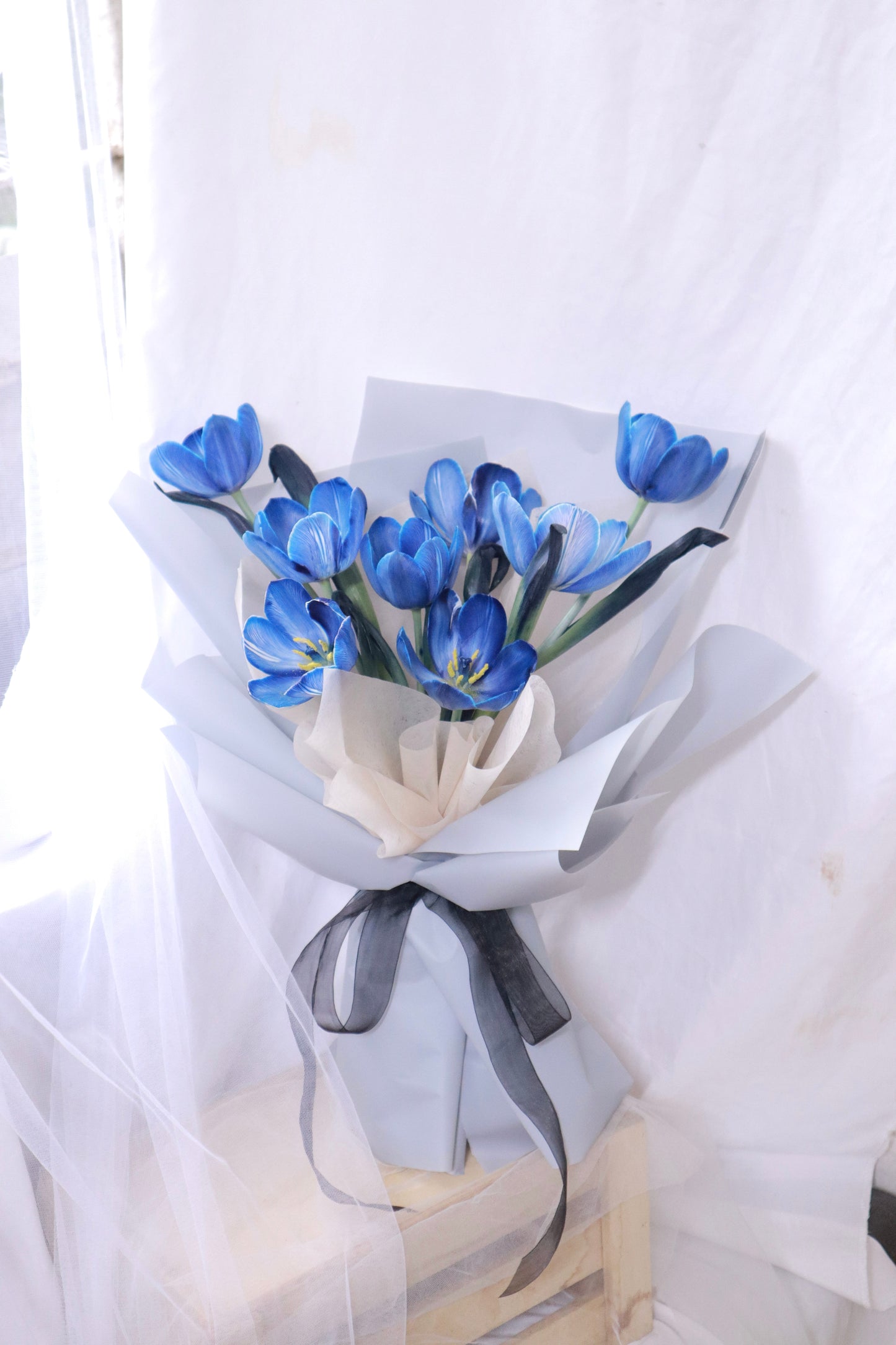 Marine Blue Dyed Tulip Bouquet