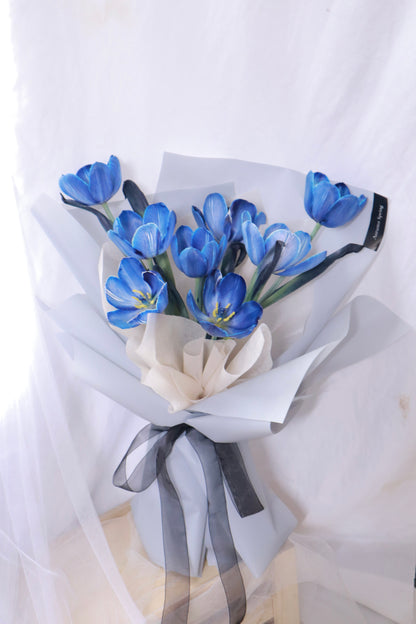 Marine Blue Dyed Tulip Bouquet