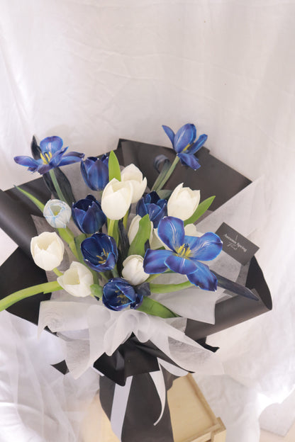 Cosmo Blue & White Tulip Bouquet