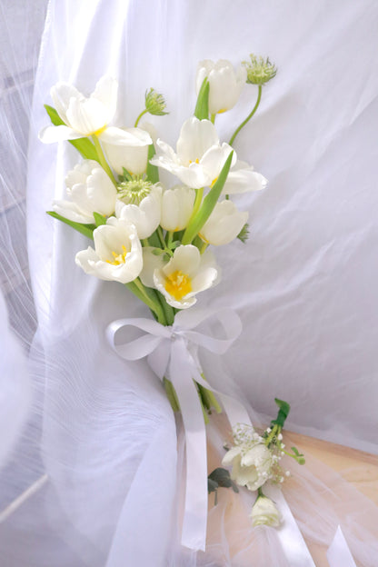 Angelica White Tulip Bridal Bouquet