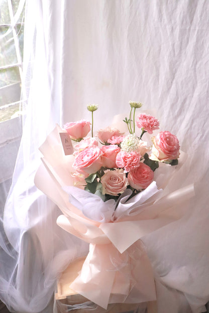 Pink Party Rose & Carnation Bouquet