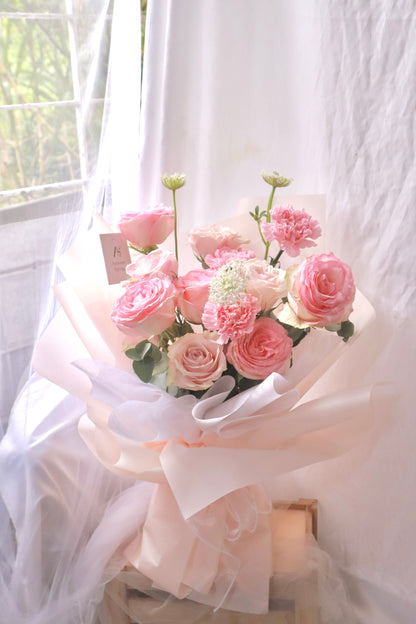 Pink Party Rose & Carnation Bouquet