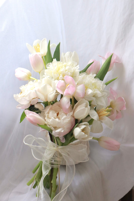 Prudence Pink Tulip & White Peony Bridal Bouquet