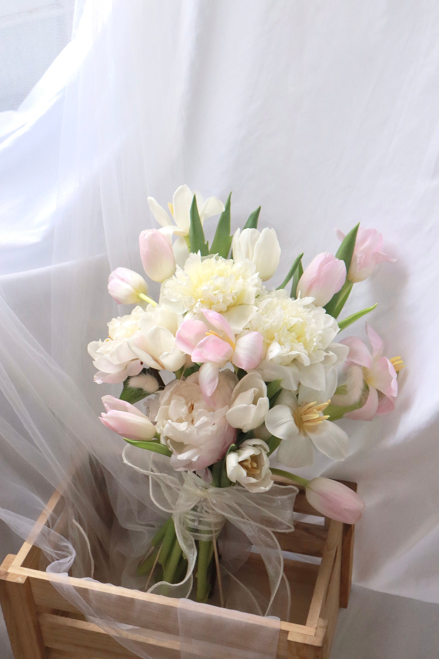 Prudence Pink Tulip & White Peony Bridal Bouquet