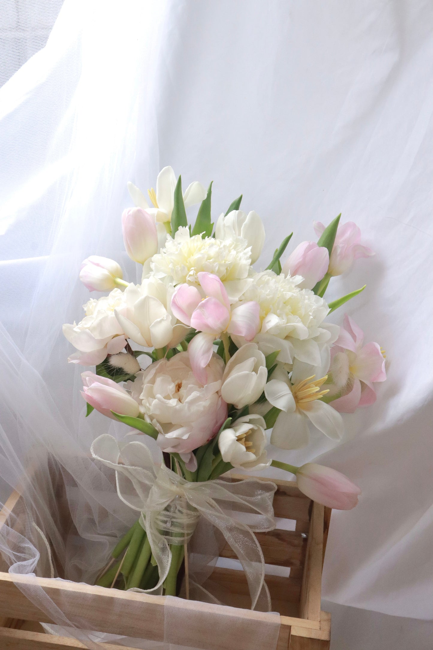 Prudence Pink Tulip & White Peony Bridal Bouquet