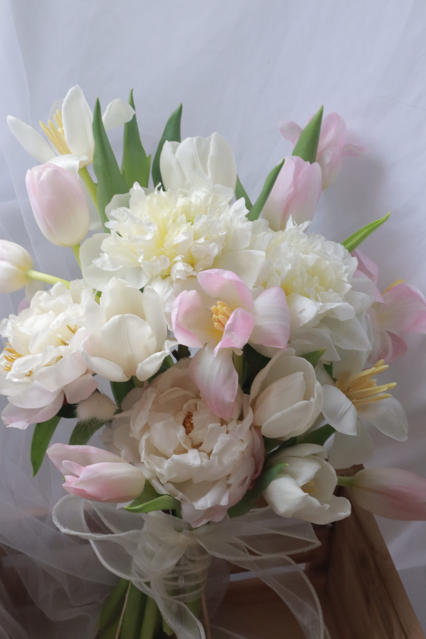 Prudence Pink Tulip & White Peony Bridal Bouquet