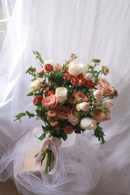 Eloise Cappucino Rose Mixed Flower Bridal Bouquet