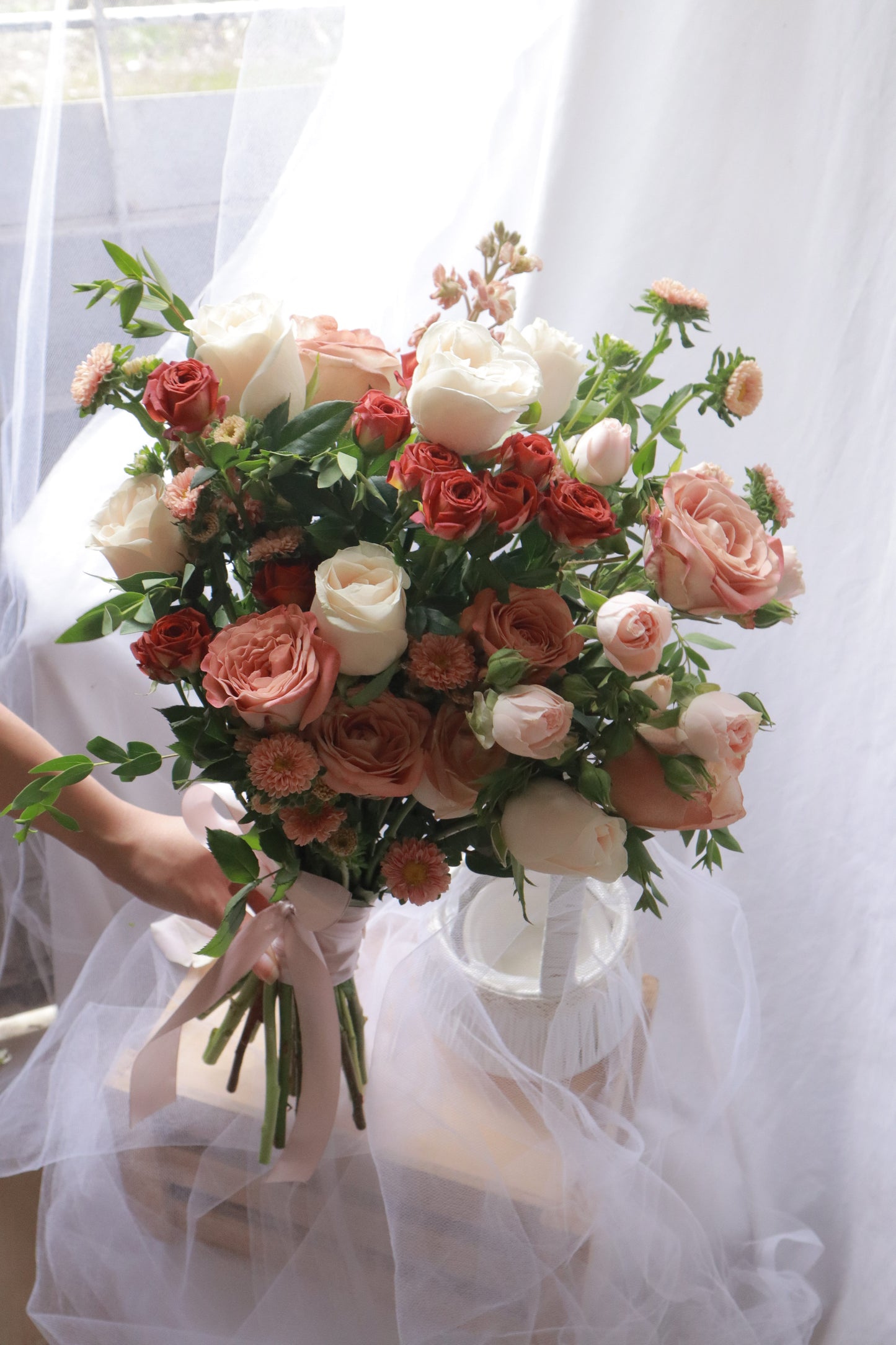 Eloise Cappucino Rose Mixed Flower Bridal Bouquet