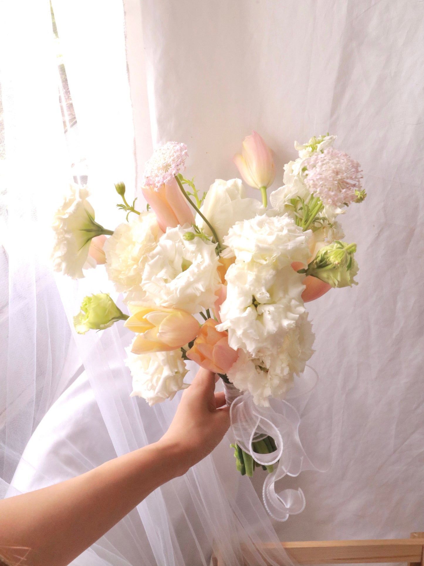 Apricot Tulip Bridal Bouquet