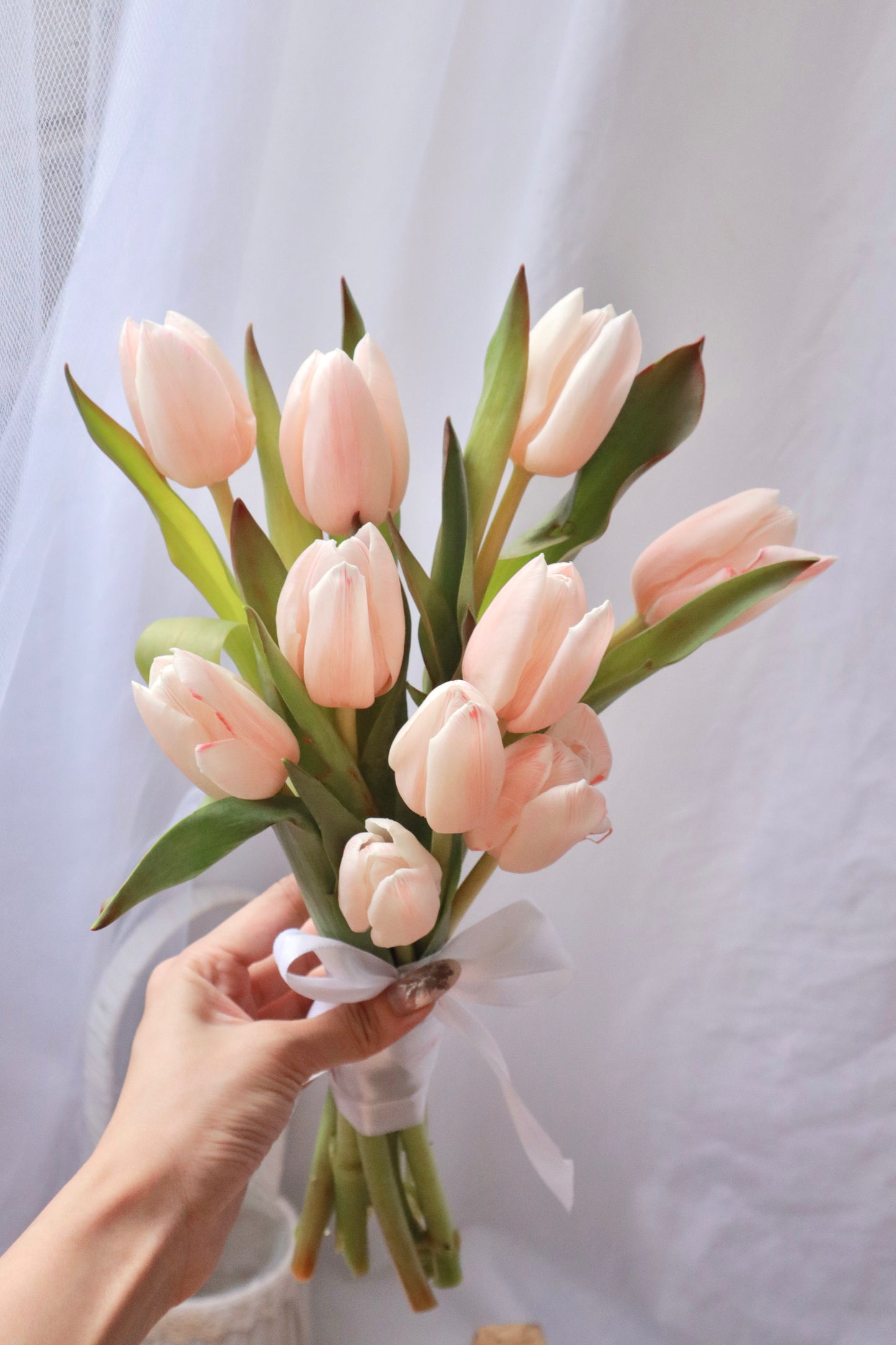 Peach Dyed Tulip Bridal Bouquet