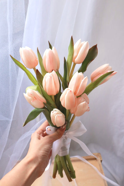 Peach Dyed Tulip Bridal Bouquet