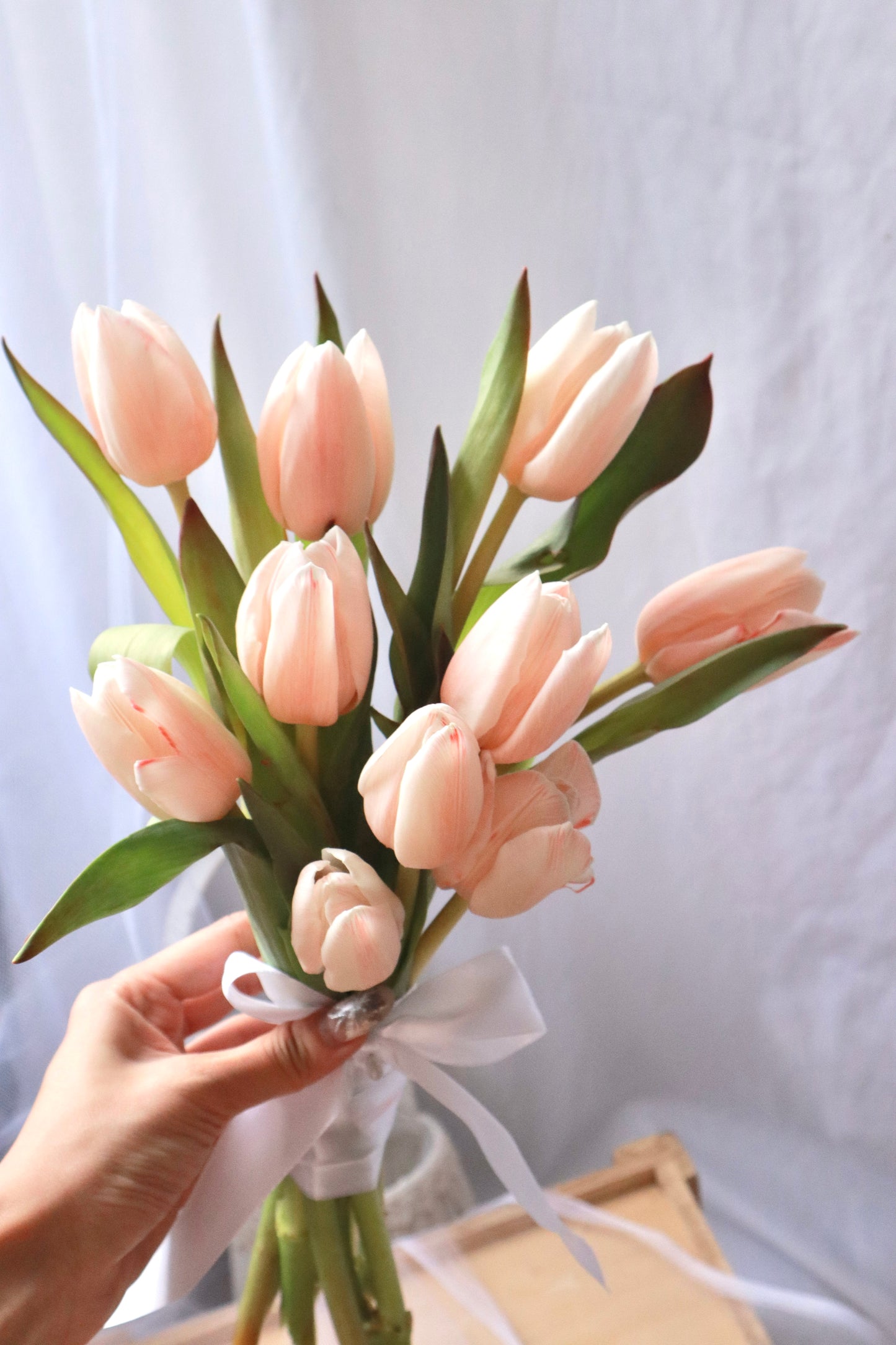 Peach Dyed Tulip Bridal Bouquet