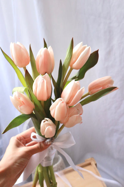 Peach Dyed Tulip Bridal Bouquet