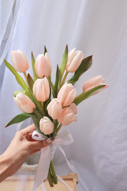 Peach Dyed Tulip Bridal Bouquet