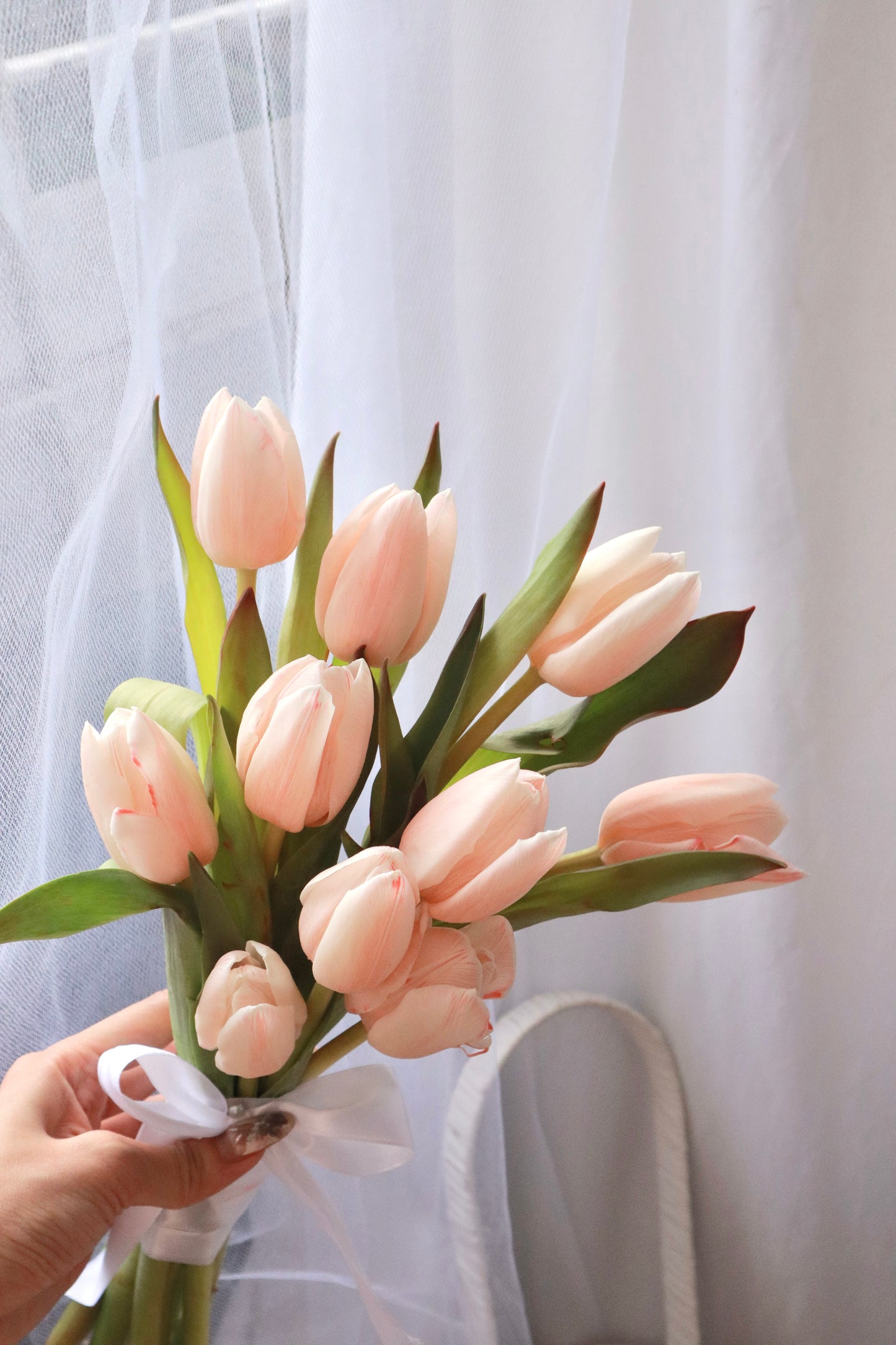 Peach Dyed Tulip Bridal Bouquet