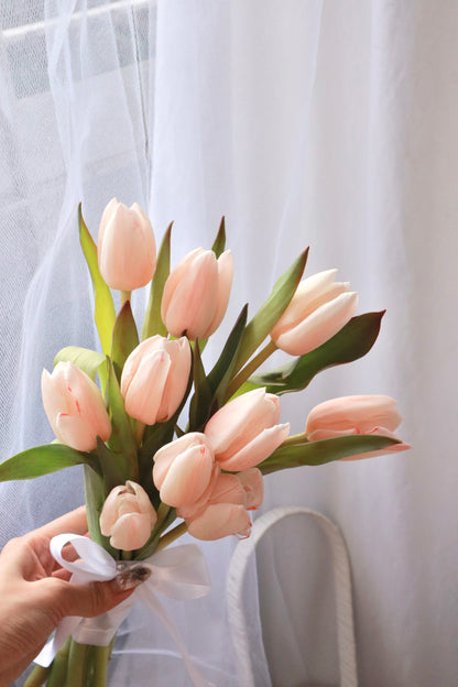 Peach Dyed Tulip Bridal Bouquet