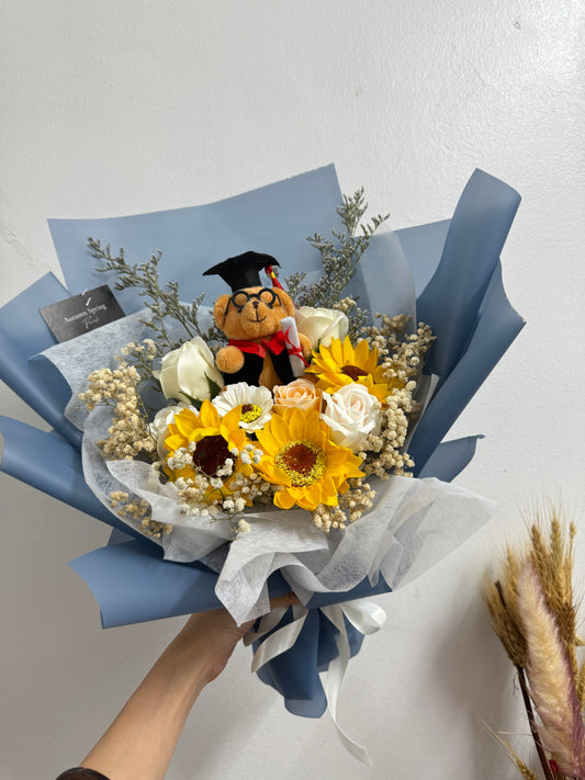 Golden Sucess Soap Flower Graduation Bouquet