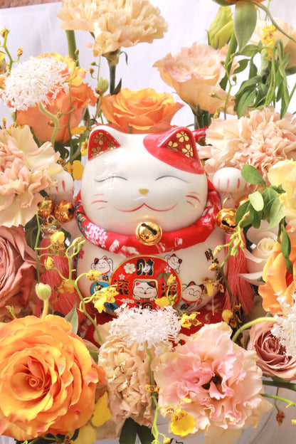 Fortune in Bloom Grand Opening Flower Box with Fortune Cat