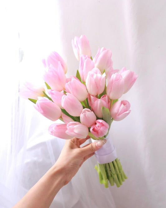 Classic All-Pink Tulip Bridal Bouquet