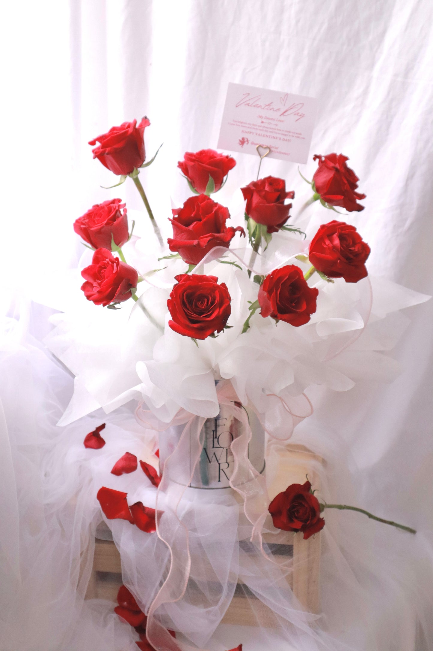 Ruby Romance Red Rose Flower Box