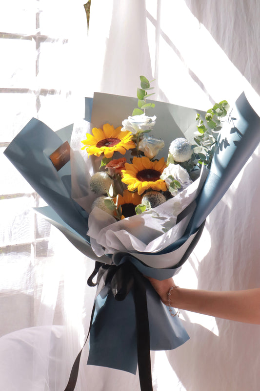 Sapphire Sunflower Bouquet