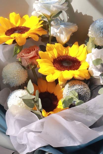 Sapphire Sunflower Bouquet