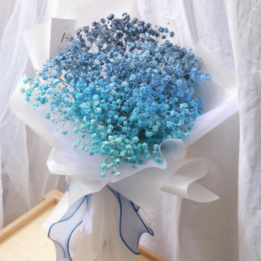 Cyan Blue Baby's Breath Bouquet