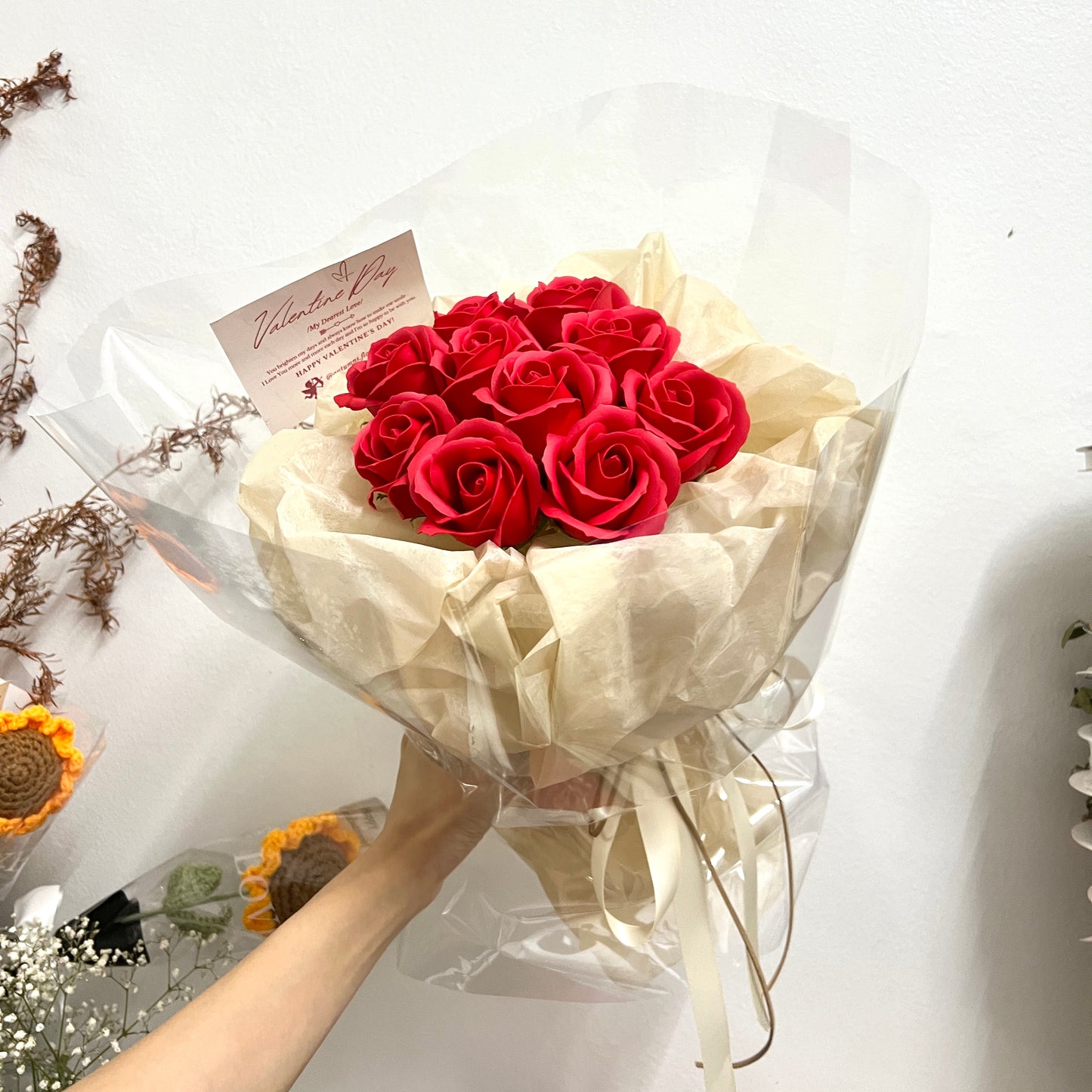 Crimson Red Soap Rose Bouquet