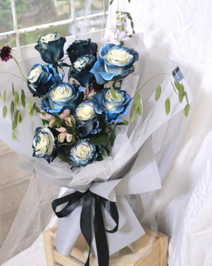 Starry Night Galaxy Blue Rose Bouquet