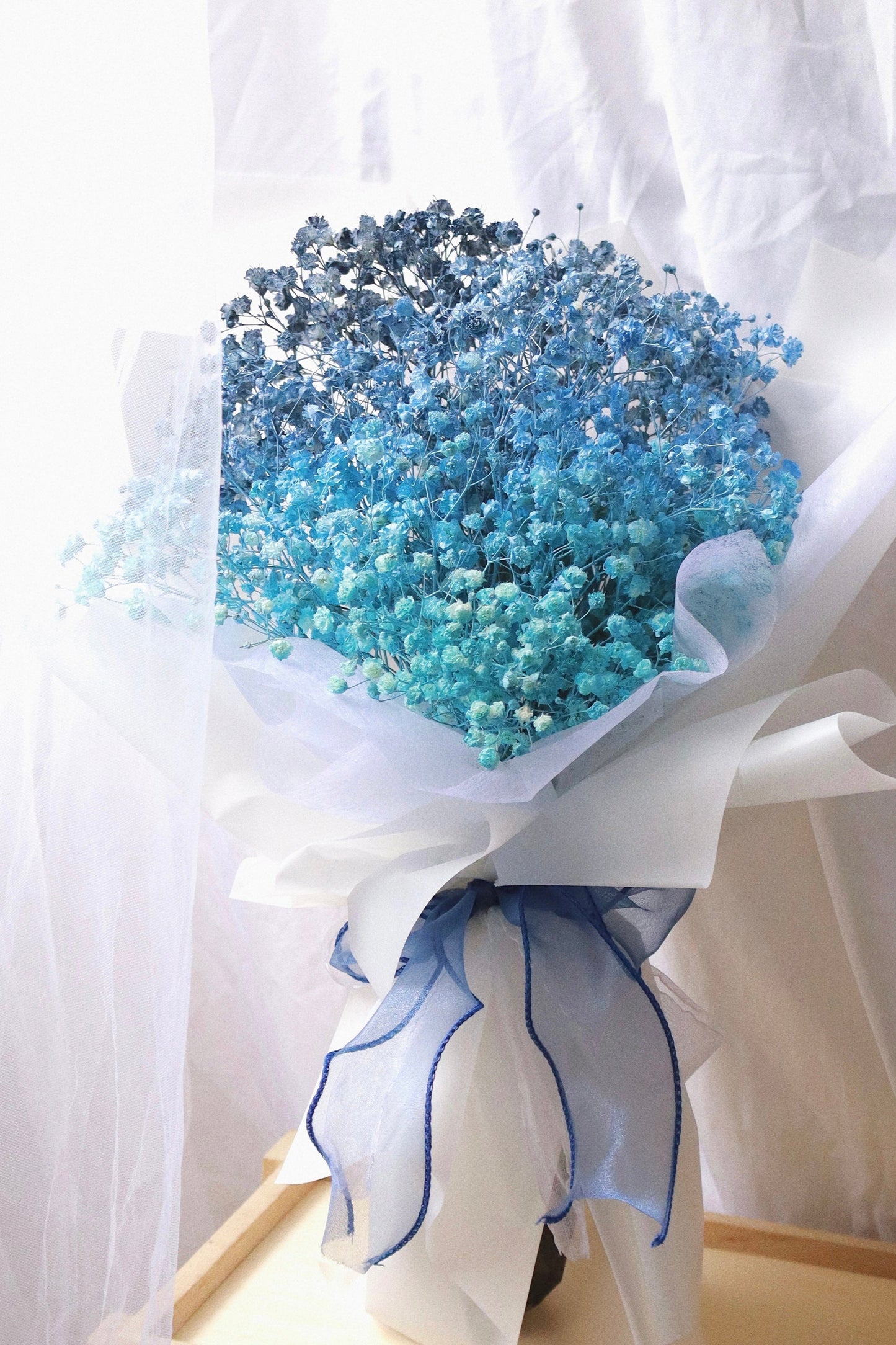 Cyan Blue Baby's Breath Bouquet