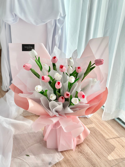Soap Pink Tulips Mixed White Tulips Bouquet