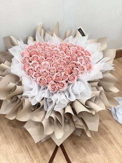 52 stalks coral pink soap flowers