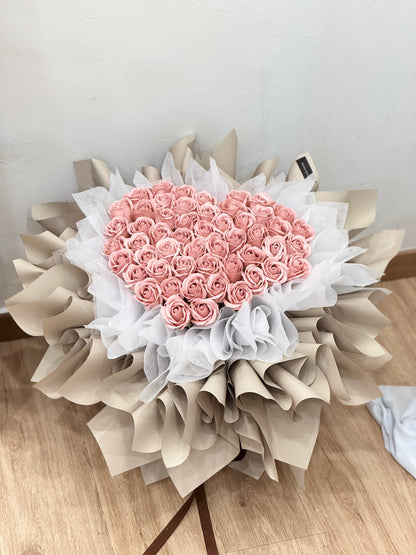 52 stalks coral pink soap flowers