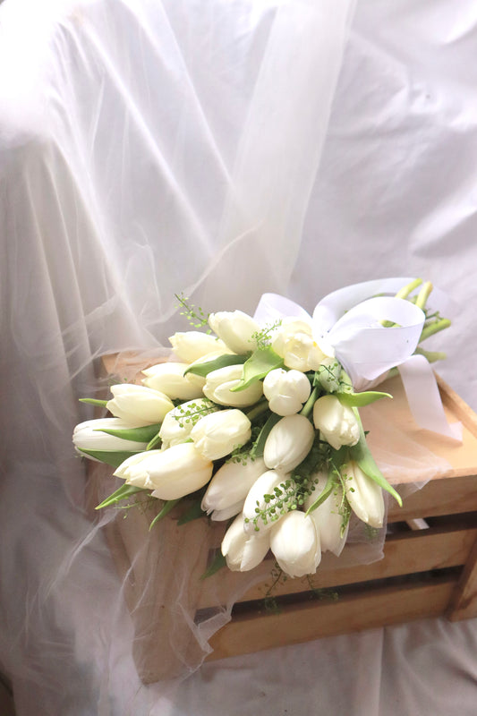White Tulip Bridal Bouquet