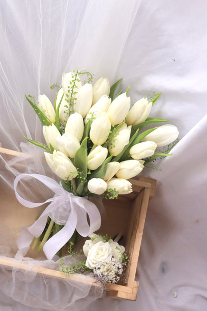 White Tulip Bridal Bouquet