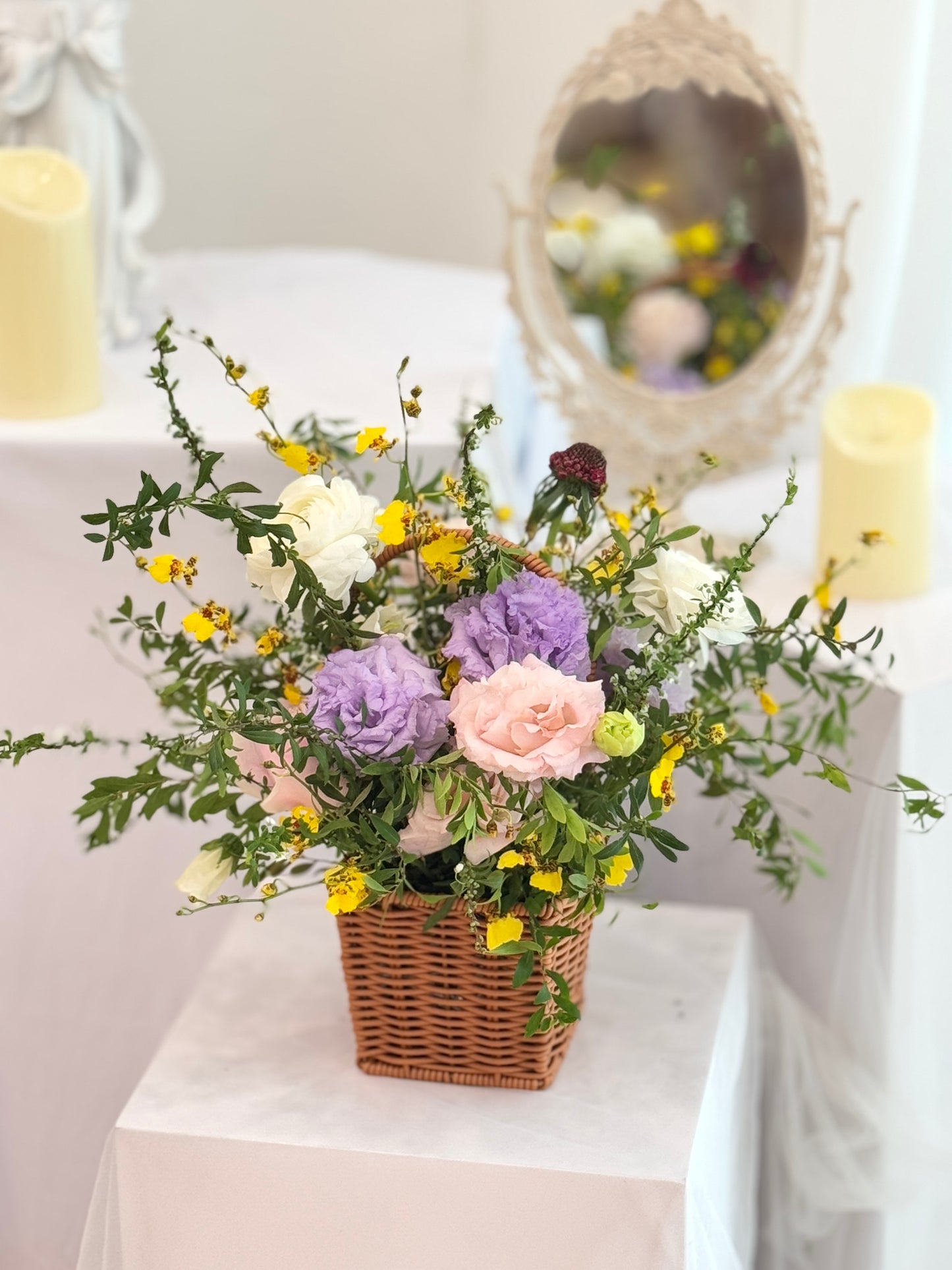 Golden Lilac Garden Flower Basket