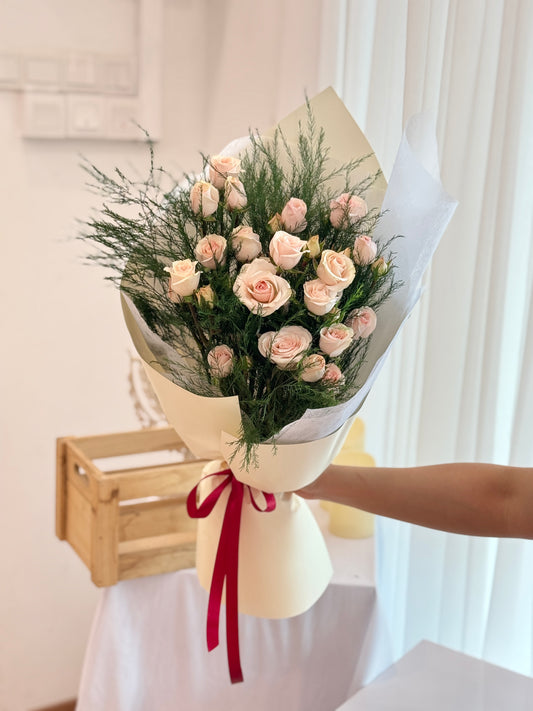 Blushing Elegance Pink Spray Roses Flower Bouquet