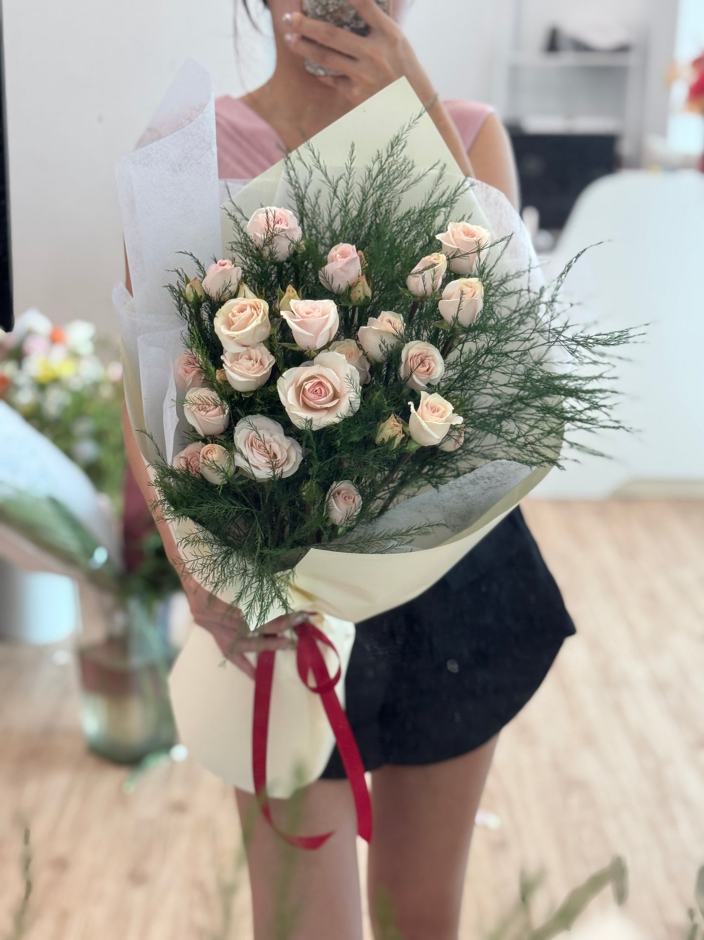 Blushing Elegance Pink Spray Roses Flower Bouquet