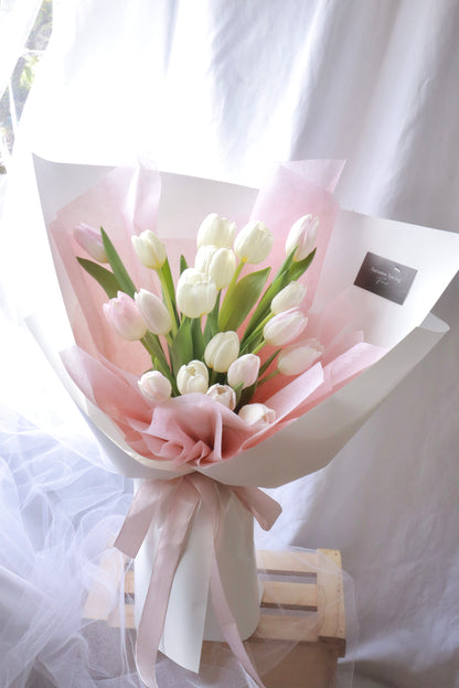 Twin Star Pink and White Tulip Bouquet