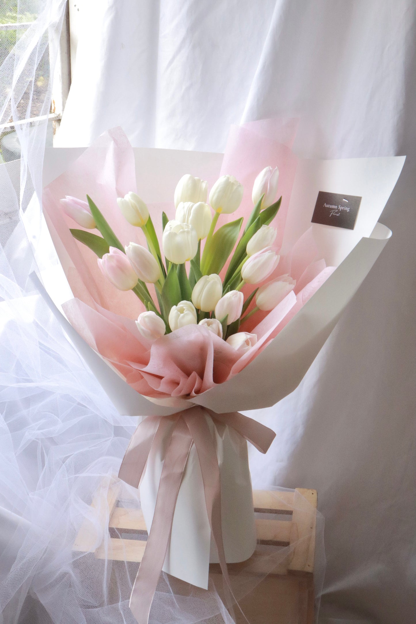 Twin Star Pink and White Tulip Bouquet