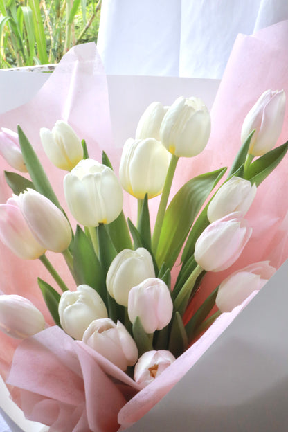 Twin Star Pink and White Tulip Bouquet