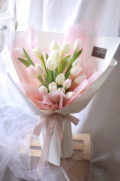 Twin Star Pink and White Tulip Bouquet