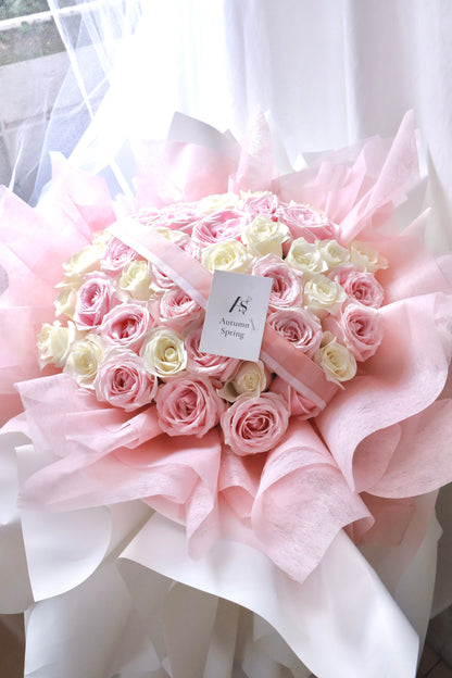 Dolce White and Pink Rose Bouquet