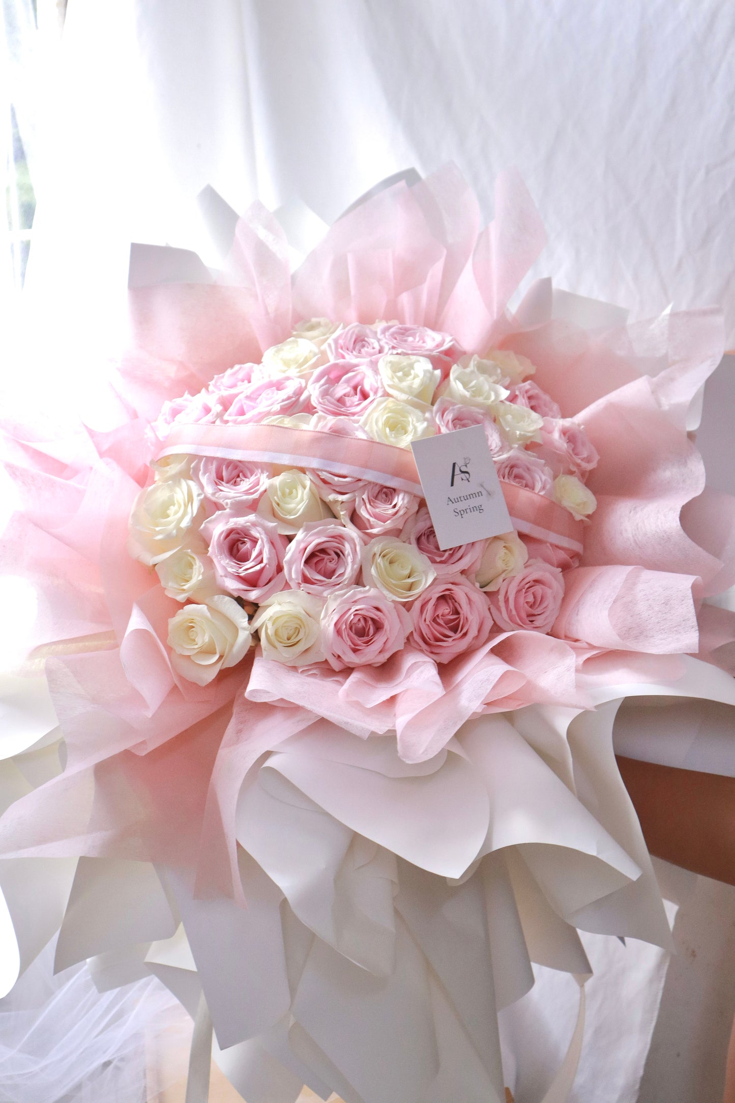 Dolce White and Pink Rose Bouquet